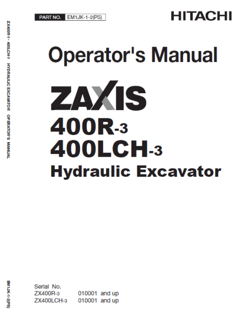 Hitachi ZX400R-3, ZX400LCH-3 Excavator Service Repair Manual - Image 2