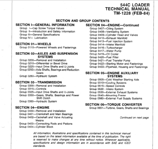 John Deere 544C Loader Repair Technical Manual (TM1228) - Image 3