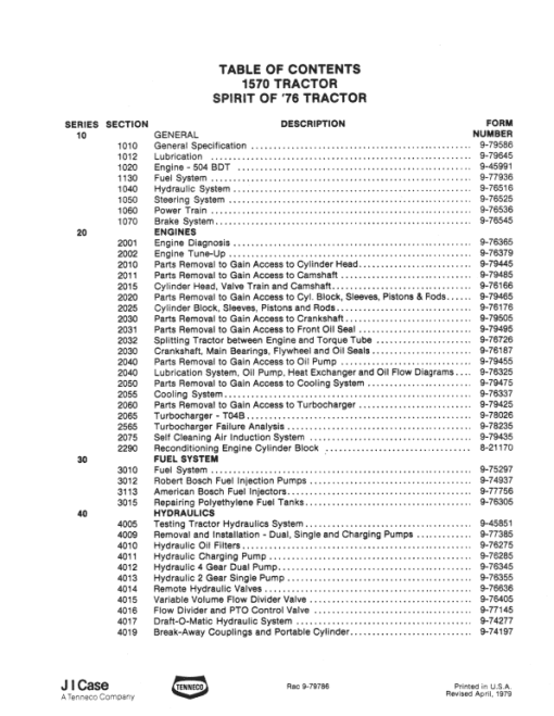 Case 1270, 1370, 1570 Tractor Service Manual - Image 2