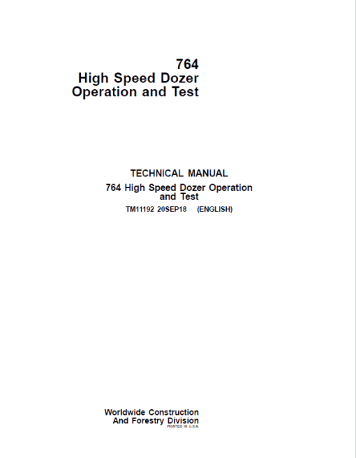 John Deere 764 High Speed Dozer Repair Technical Manual - Image 2