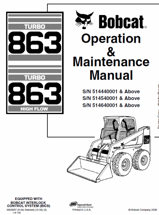 Bobcat 863 and 863H Skid-Steer Loader Service Manual - Image 2