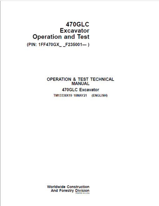 John Deere 470GLC Excavator Repair Technical Manual (S.N after F235001 - ) - Image 2