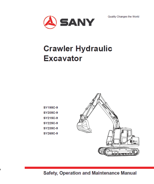 Sany SY265C-9 Hydraulic Excavator Repair Service Manual - Image 2