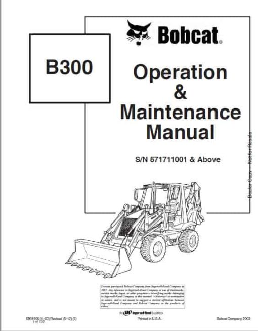 Bobcat B300 Loader Service Repair Manual - Image 2