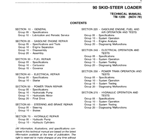 John Deere 90 Skid-Steer Loader Repair Technical Manual (TM1205) - Image 3