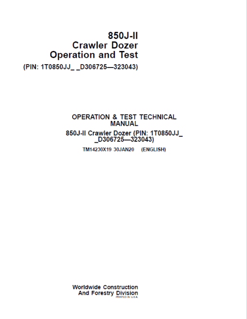 John Deere 850J-II Crawler Dozer Technical Manual (SN. from D306725 - D323043) - Image 2