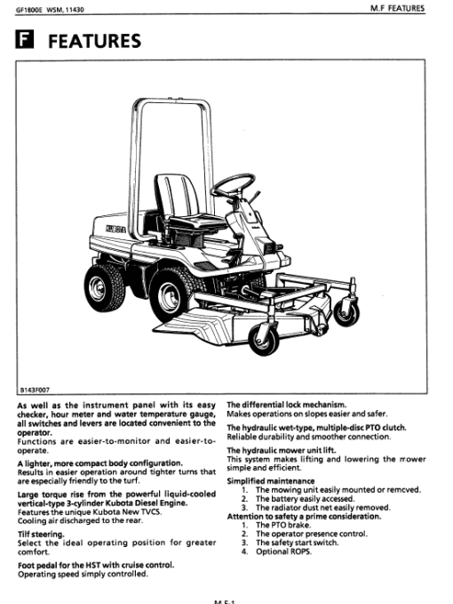 Kubota GF1800, GF1800E Lawn Mower Workshop Service Manual - Image 2