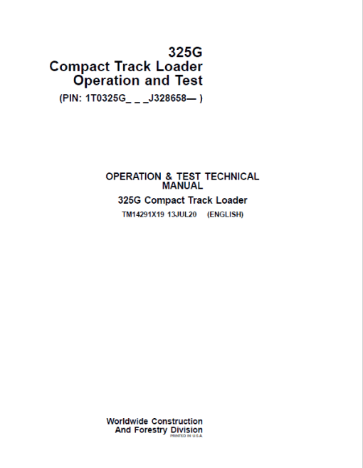 John Deere 325G Compact Track Loader Repair Technical Manual (S.N after J328658 - ) - Image 2