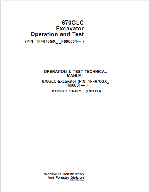 John Deere 670GLC Excavator Repair Technical Manual (S.N after F690001 - ) - Image 2