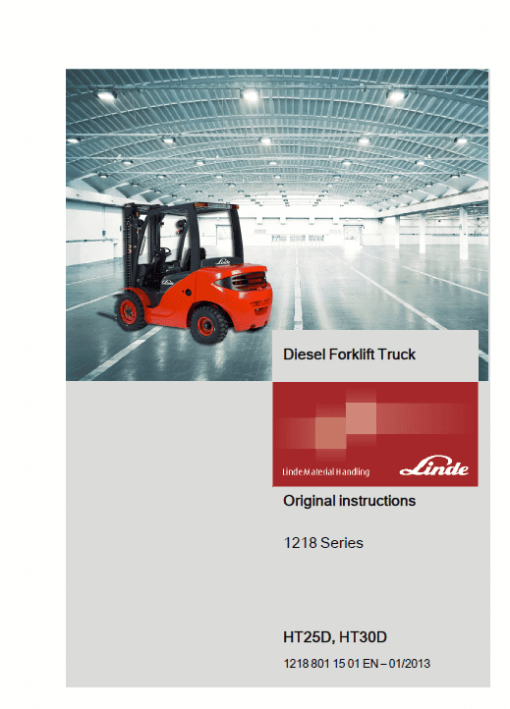 Linde Series 1218 Forklift Truck: HT25D, HT30D Repair Service Training Manual - Image 3