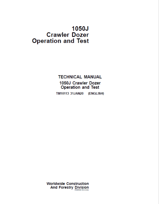 John Deere 1050J Crawler Dozer Repair Technical Manual - Image 4