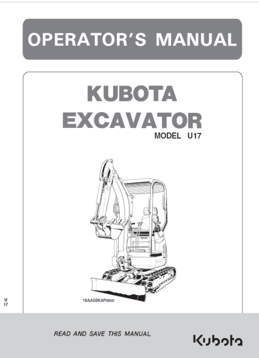 Kubota U17-3a Excavator Workshop Service Manual - Image 2