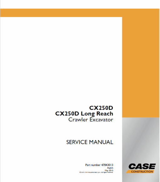 Case CX250D Crawler Excavator Service Manual