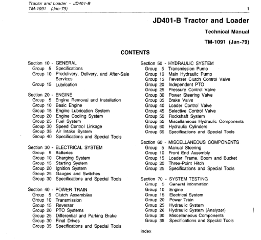 John Deere 401B Tractor and Loader Technical Manual (TM1091) - Image 3