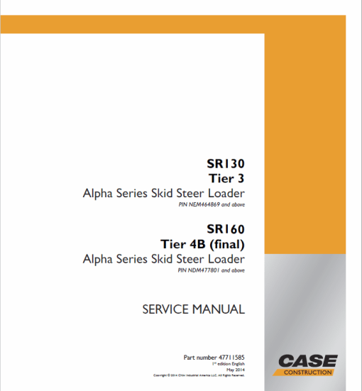 Case SR130, SR160 SkidSteer Service Manual - Image 2