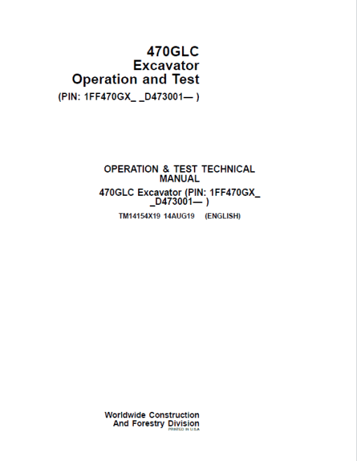 John Deere 470GLC Excavator Repair Technical Manual (SN. D473001-) - Image 4