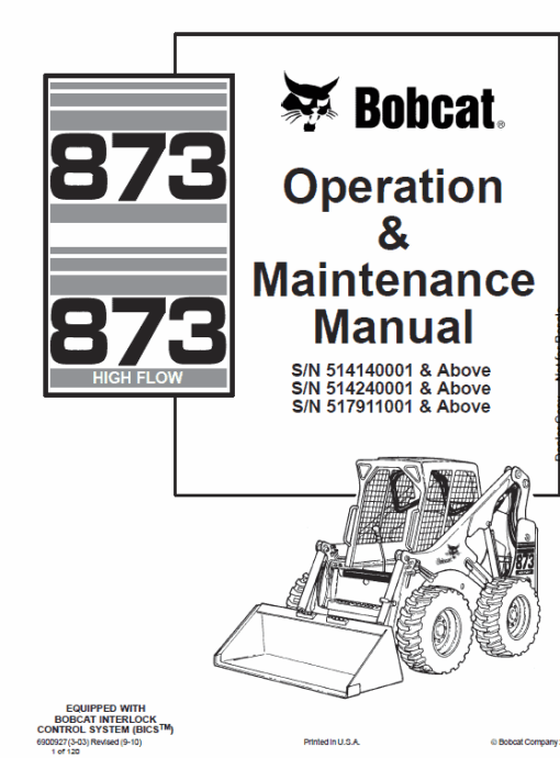 Bobcat 873 and 883 G-Series Skid-Steer Loader Service Manual - Image 6