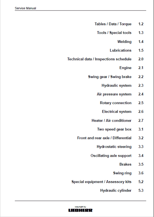 Liebherr A900, A902, A912, A922, A942 Hydraulic Excavator Service Manual - Image 2