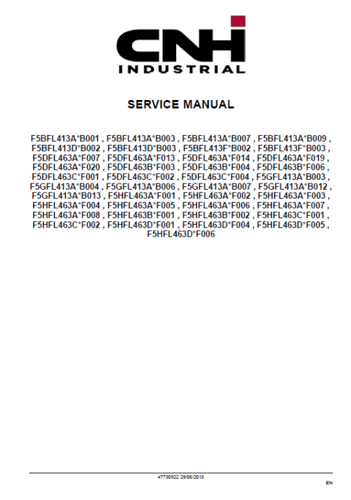 CNH F5 Tier 4B (final) and Stage IV Service Manual