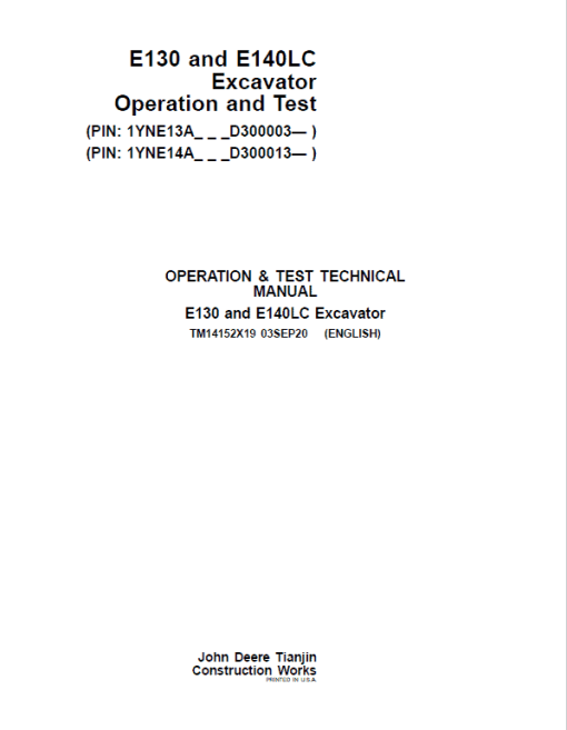 John Deere E130, E140LC Excavator Repair Technical Manual (SN. after D300003 - ) - Image 2