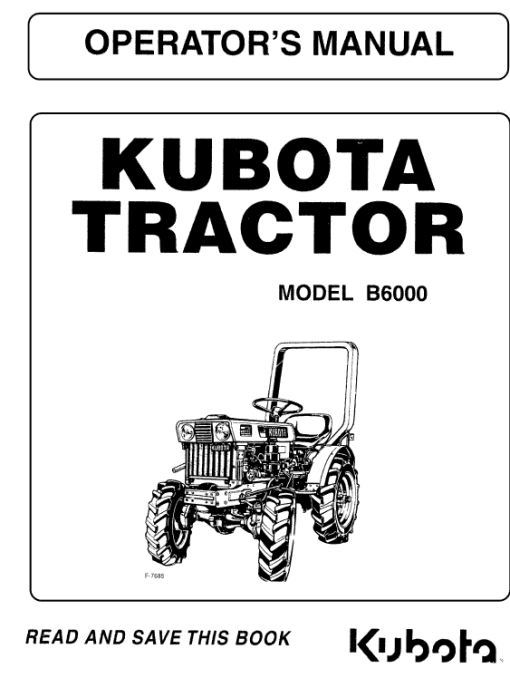 Kubota B6000 Tractor Workshop Service Manual - Image 2