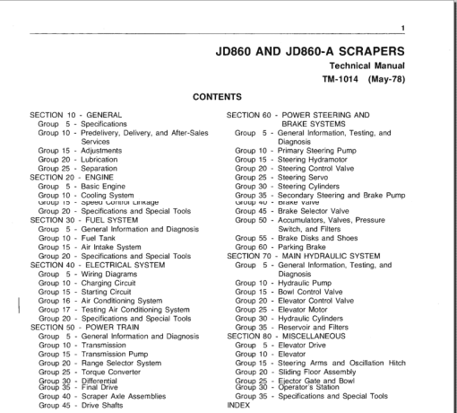 John Deere 860 and 860A Scraper Repair Technical Manual (TM1014) - Image 3