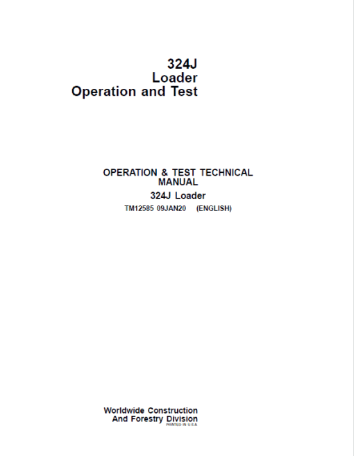 John Deere 324J Loader Repair Technical Manual - Image 2