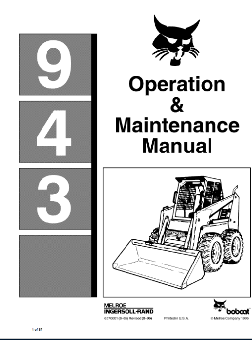 Bobcat 943 Skid-Steer Loader Service Manual - Image 5