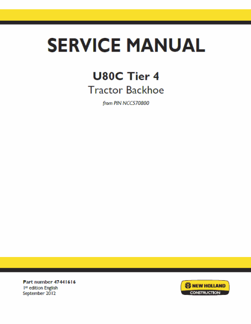 New Holland U80C Tractor Backhoe Service Manual - Image 2