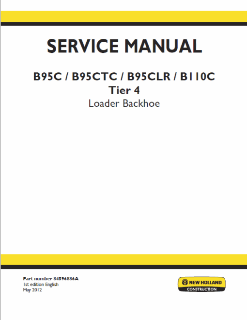 New Holland B95C, B95C TC, B95C LR Backhoe Loader Service Manual - Image 2