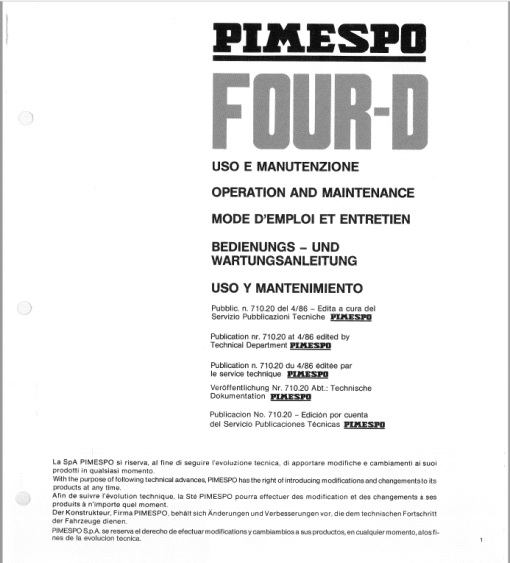 OM PIMESPO Four D Series X049 Workshop Repair Manual - Image 4