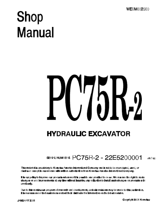 Komatsu PC75R-2 Excavator Service Manual - Image 2