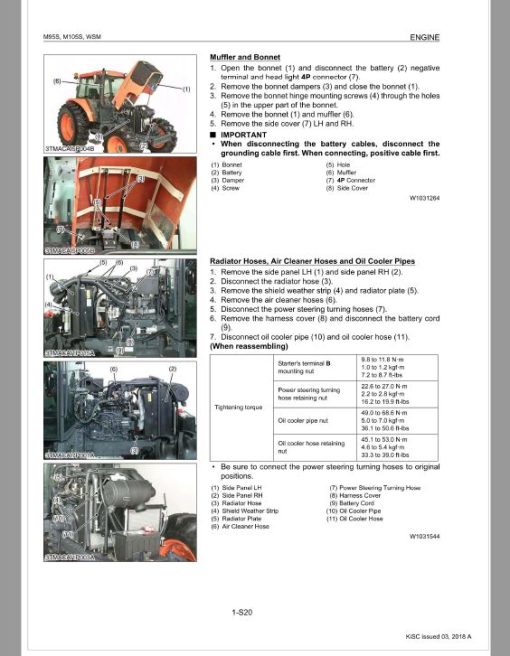 Kubota M95S, M105S Tractor Workshop Service Repair Manual - Image 2