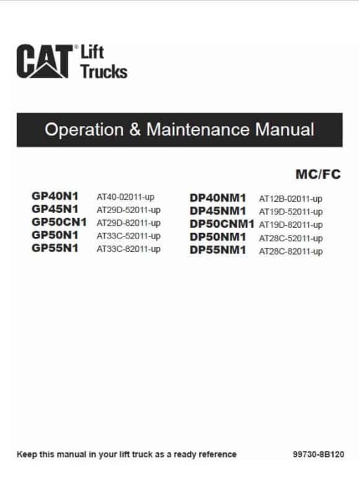 CAT DP40NM1, DP45NM1, DP50CNM1, DP50NM1, DP55NM1 Lift Truck Service Manual - Image 2