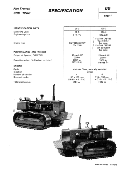 Fiat 90C, 120C Tractor Workshop Service Manual - Image 2