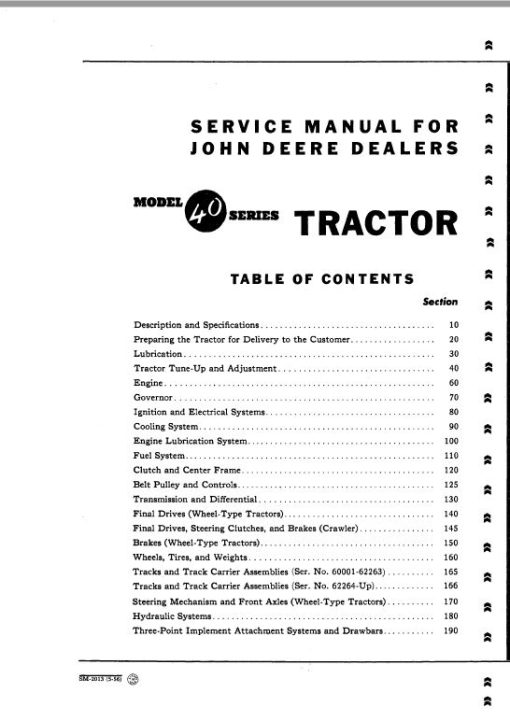 John Deere 40 Series Tractors Repair Technical Manual (SM2013) - Image 2