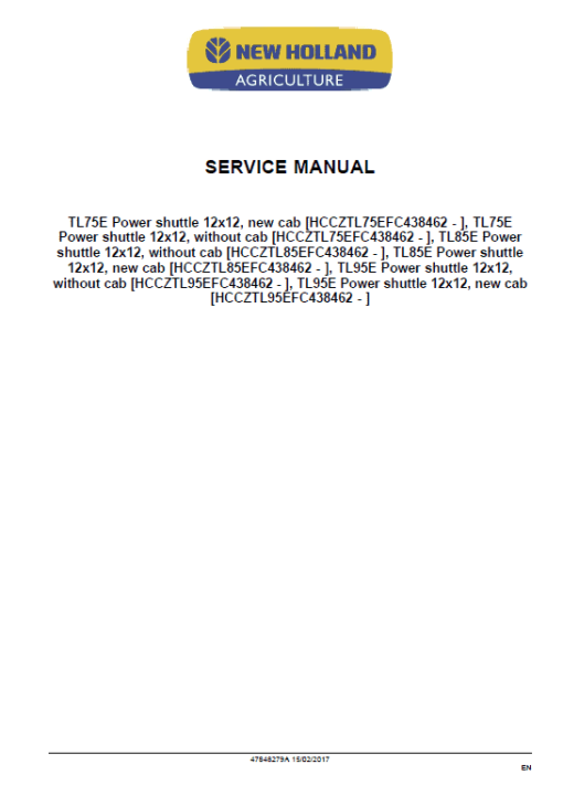 New Holland TL75, TL85, TL95 Tractor Service Manual - Image 2