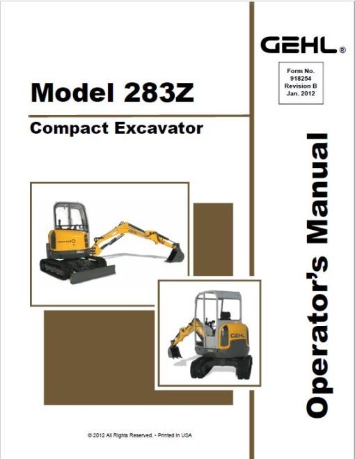 Gehl GE 283Z Compact Excavator Repair Service Manual - Image 2