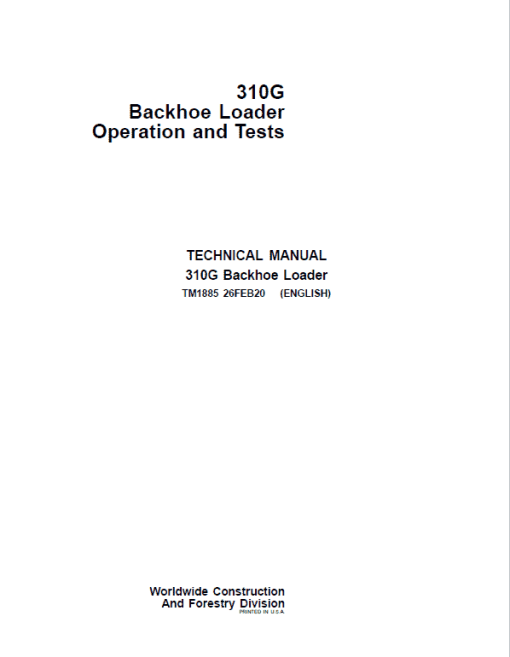 John Deere 310G Backhoe Loader Service Repair Manual - Image 2