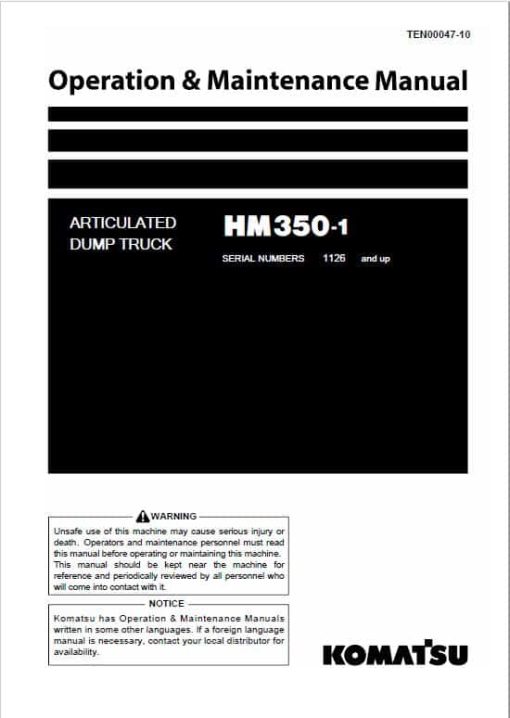 Komatsu HM350-1 Dump Truck Service Manual - Image 2