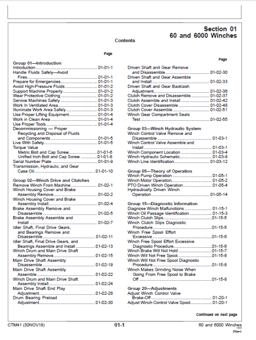 John Deere 60, 6000 Winches Component Technical Manual (CTM41) - Image 2