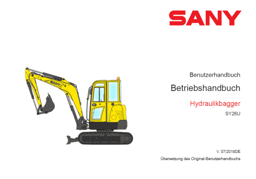 Sany SY26U Hydraulic Excavator Repair Service Manual - Image 2