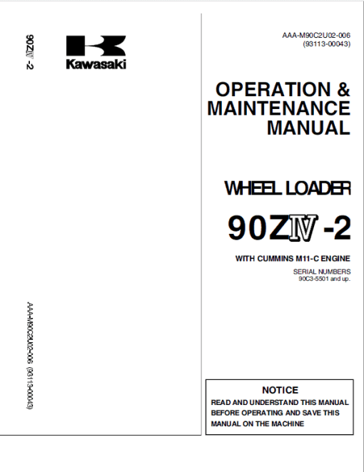 Kawasaki 90ZIV-2 Wheel Loader Repair Service Manual - Image 4