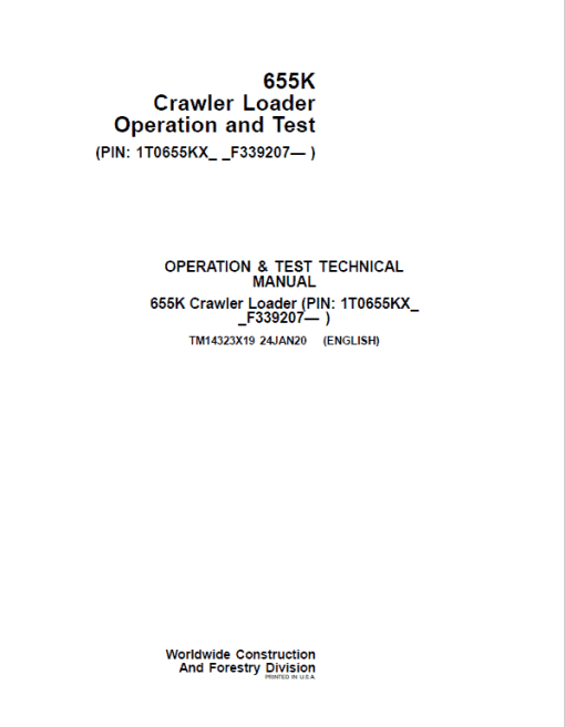 John Deere 655K Crawler Loader Repair Technical Manual (S.N after F339207 - ) - Image 2