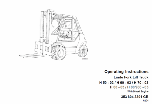 Linde Type 353 Forklift Truck: H50, H60, H70, H80 Repair Service Training Manual - Image 3