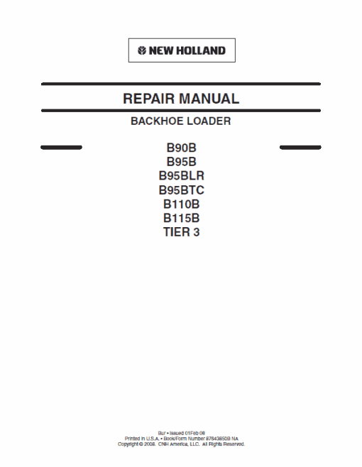 New Holland B90B, B95B, B95 BLR, B95 TC Backhoe Loader Service Manual - Image 2