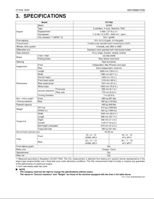 Kubota RTV500 Utility Vehicle Workshop Service Manual - Image 2