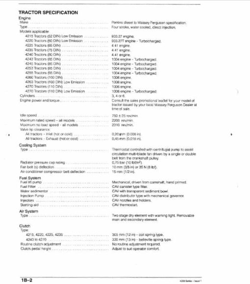 Massey Ferguson 4215, 4220, 4243, 4253, 4263 Tractor Service Manual - Image 2