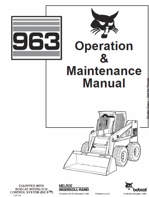 Bobcat 963 Skid-Steer Loader Service Manual - Image 7