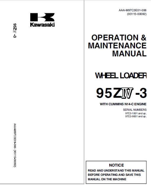 Kawasaki 95ZIV-3 Wheel Loader Repair Service Manual - Image 2